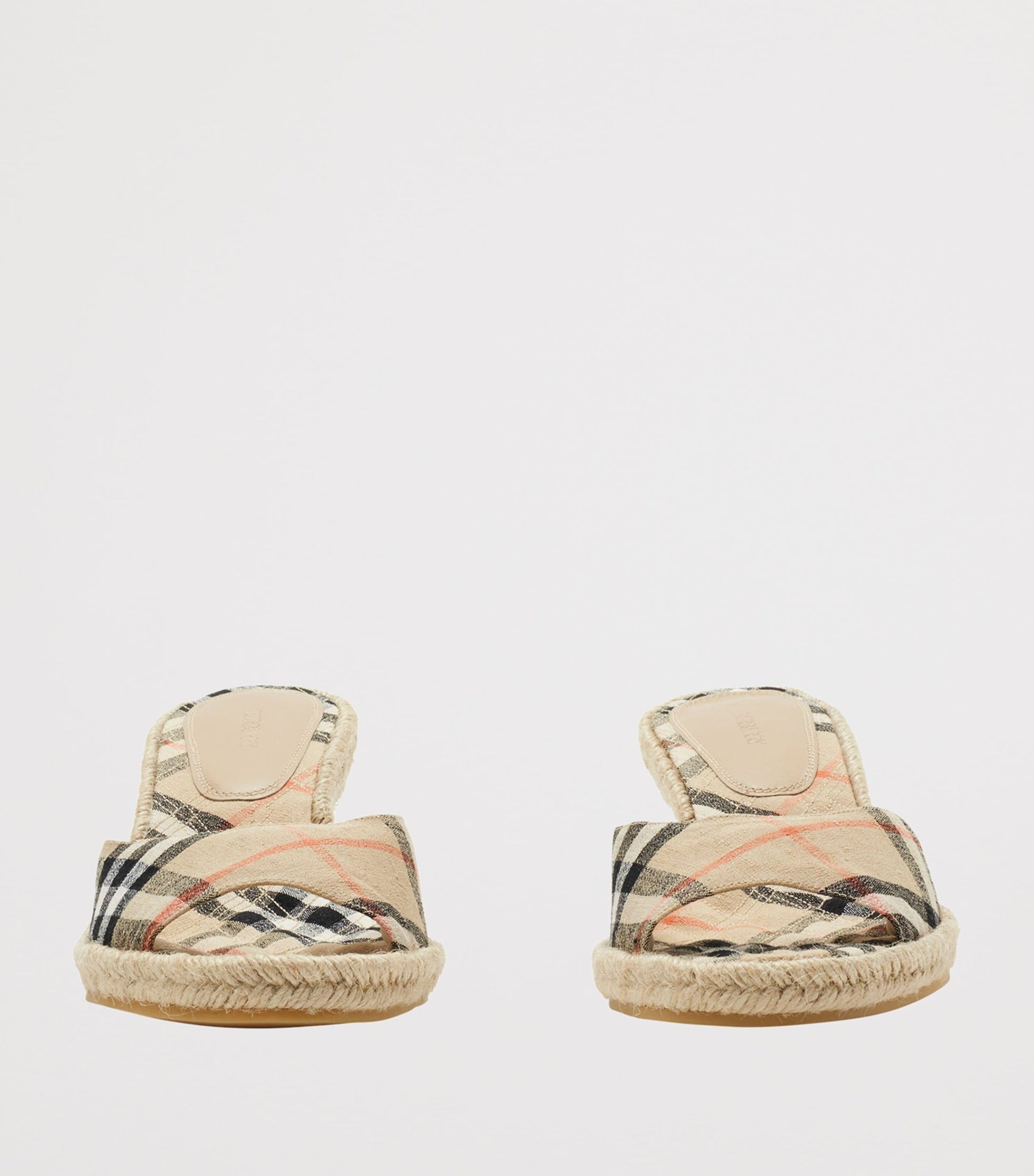 Burberry Beige Check Mews Wedge Mules 65