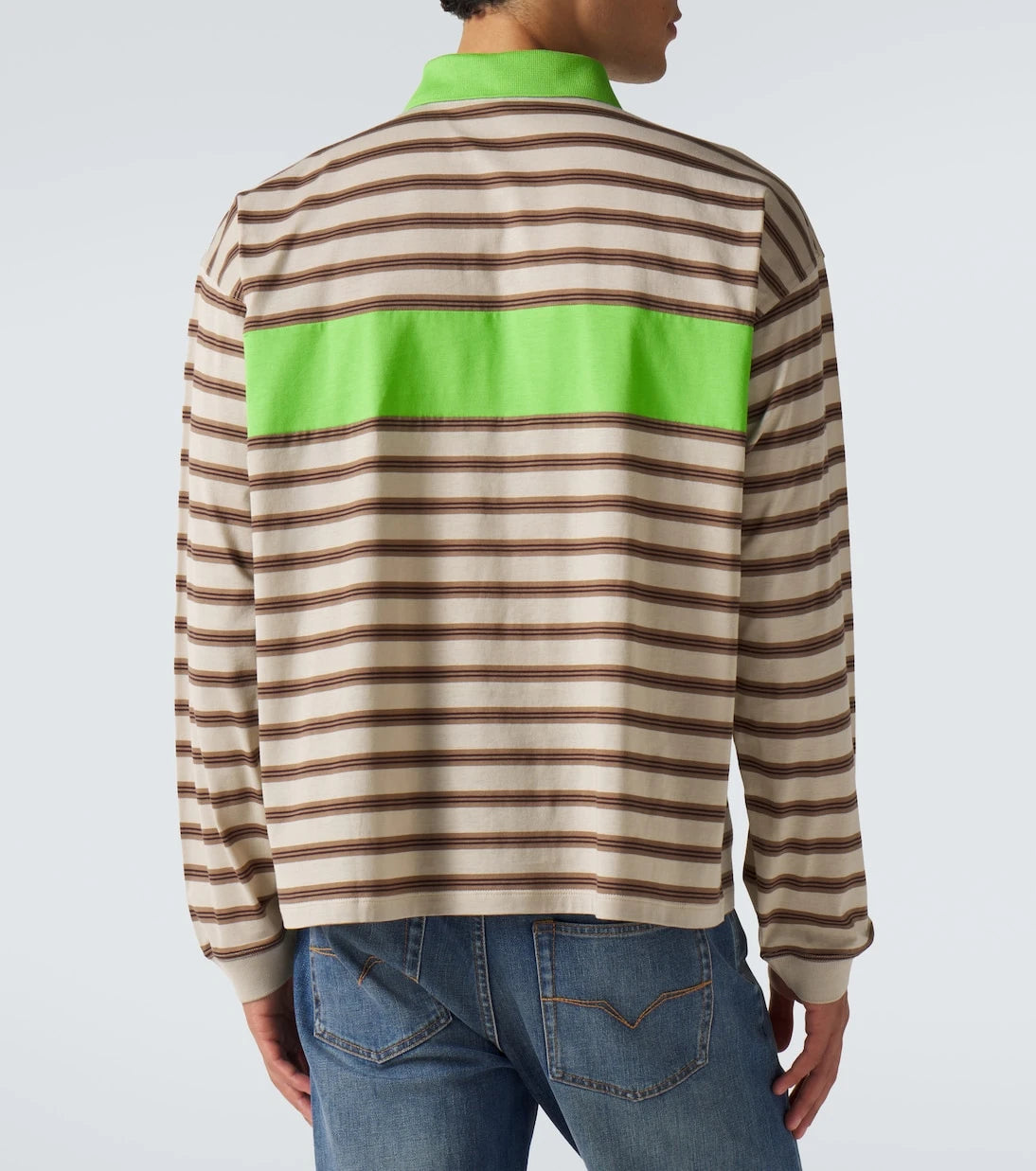 Versace - Striped cotton jersey polo shirt
