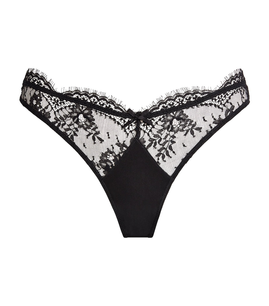 Fleur Du Mal Black Lace Frankie Thong