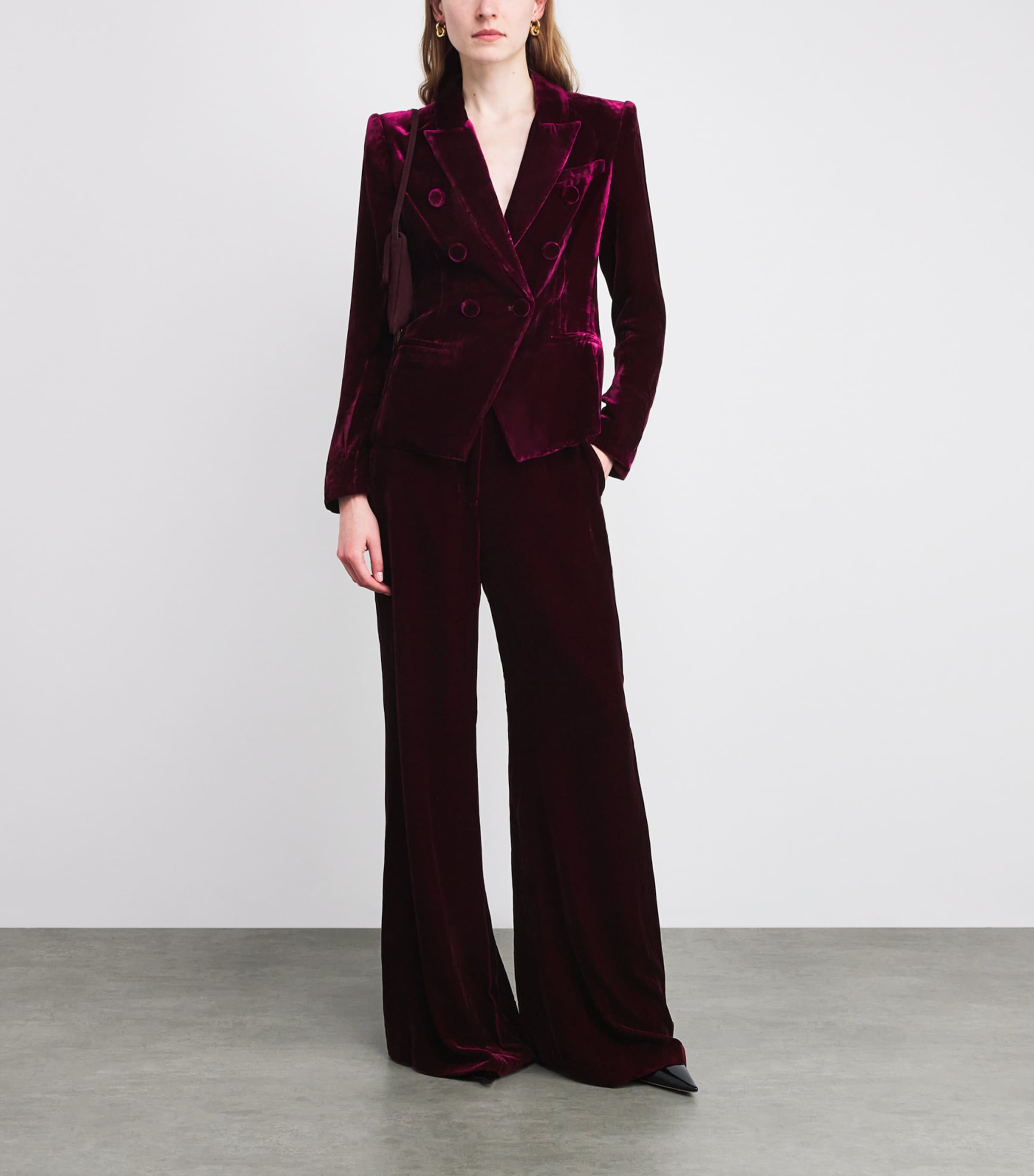 L'Agence Purple Velvet Marie Double-Breasted Blazer