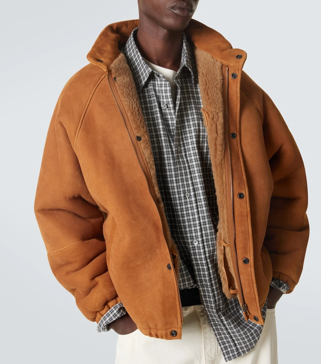 A.Presse - Shearling-lined suede jacket