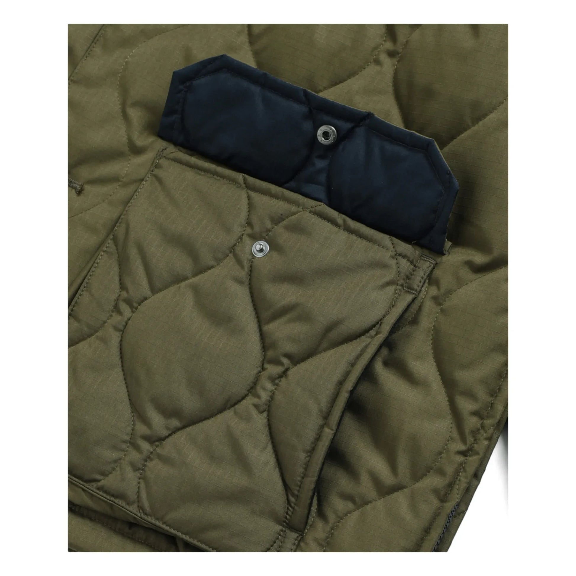 Taion - Military Unisex Long Zip Quilted Jacket | Olive green