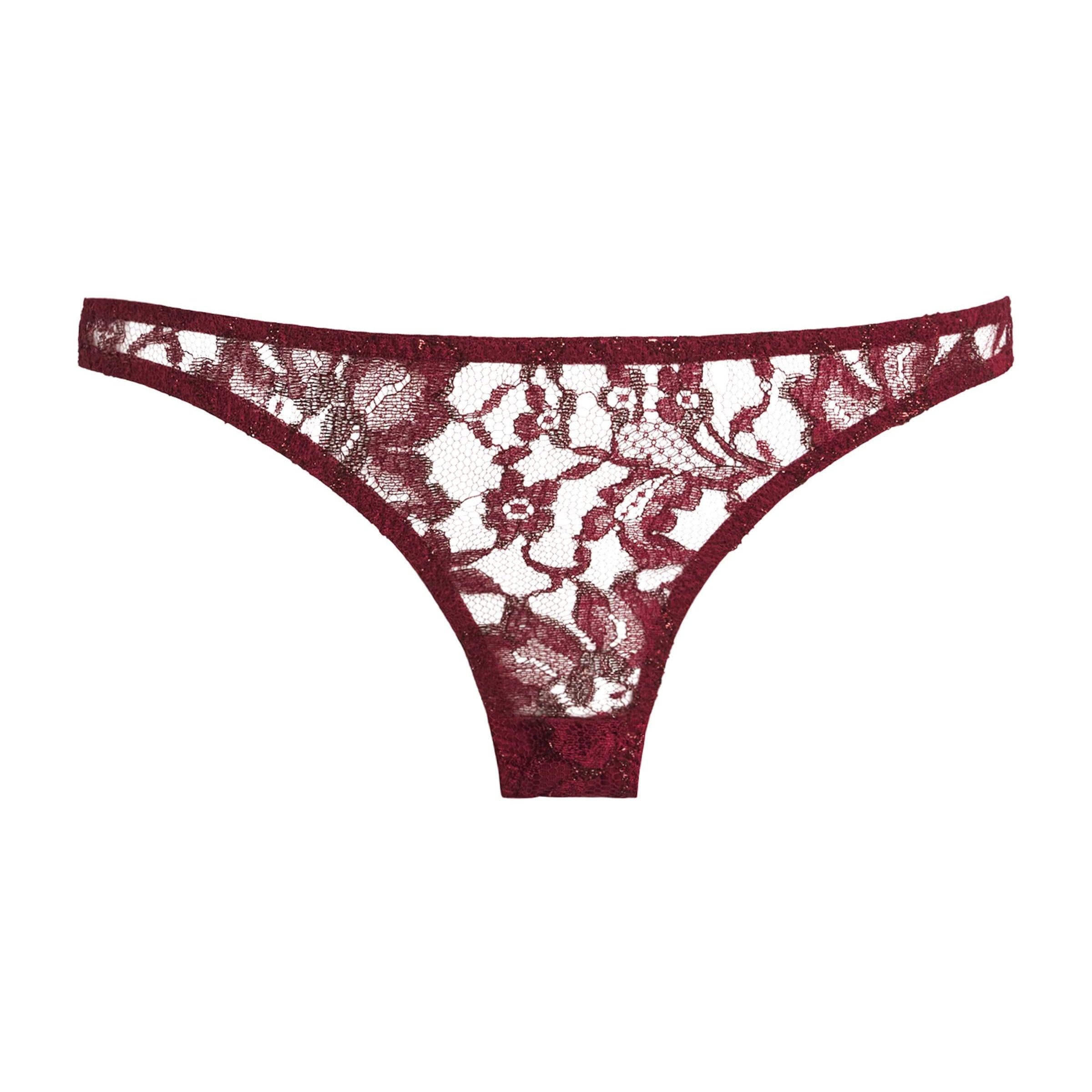 Coco De Mer Burgundy Lace Naraya Brazilian Briefs