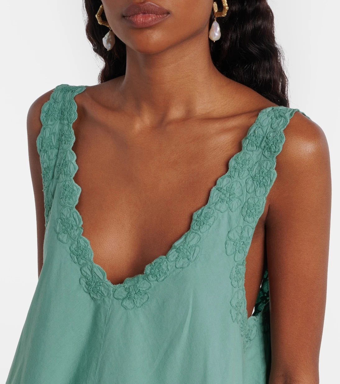Juliet Dunn - Embroidered cotton poplin minidress