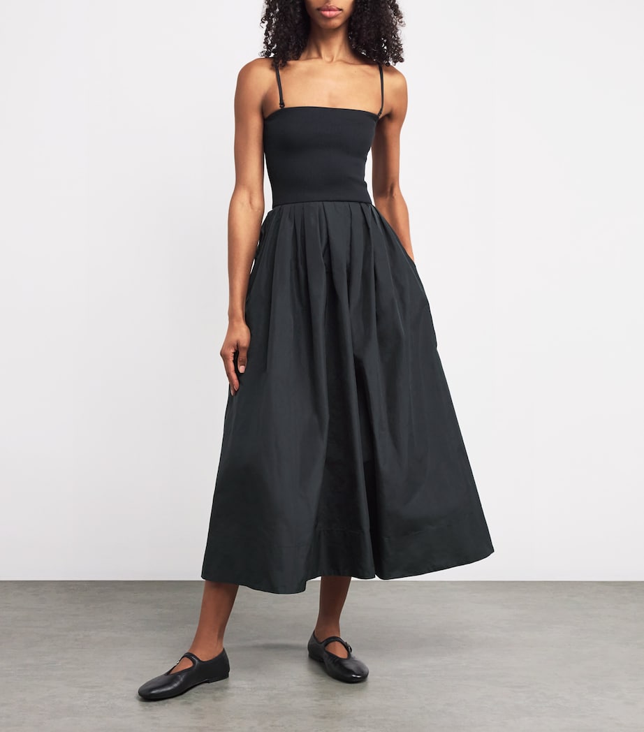 Maje Black Strapless Midi Dress