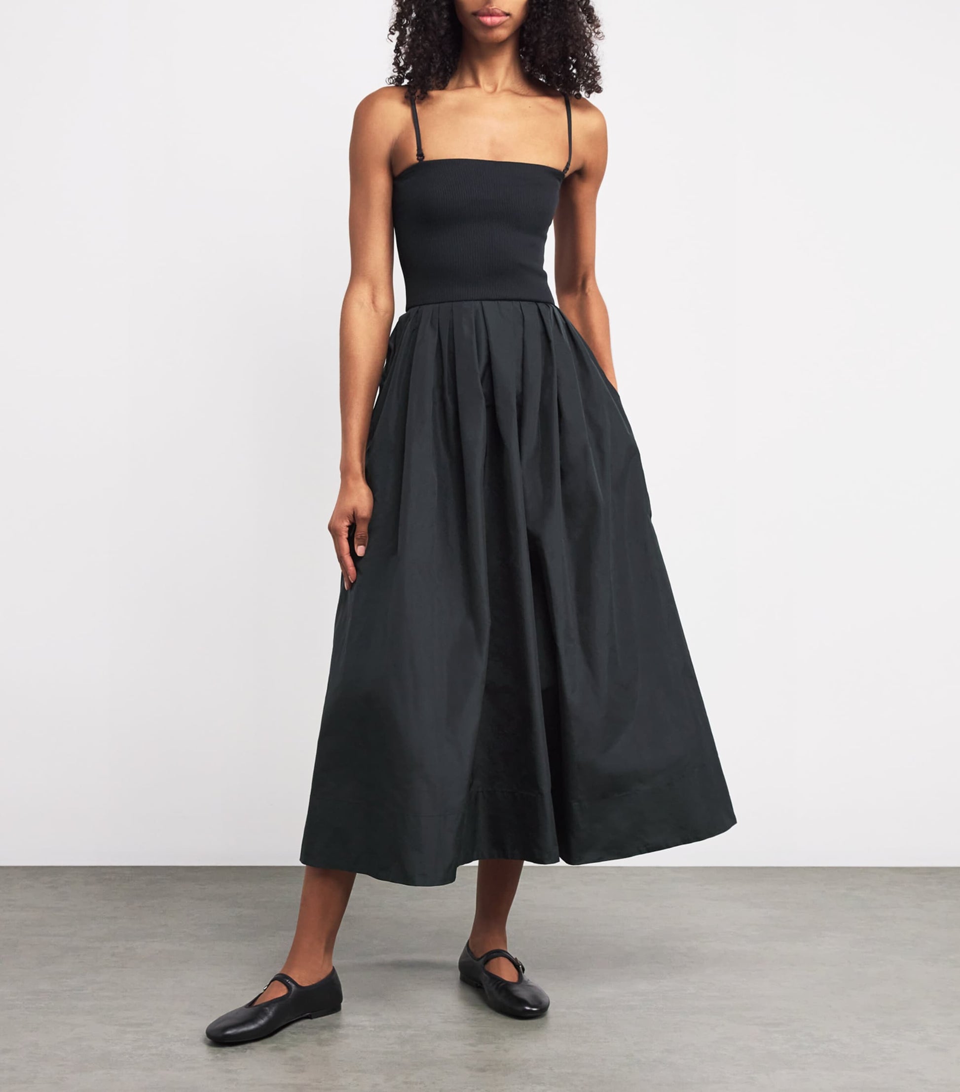 Maje Black Strapless Midi Dress