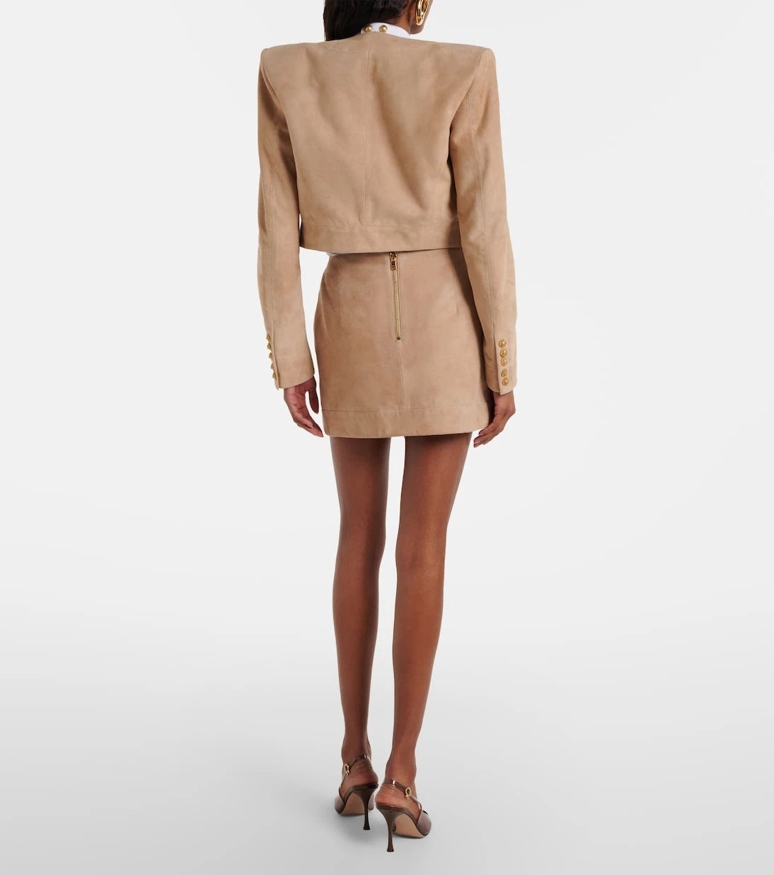 Balmain - Suede wrap skirt