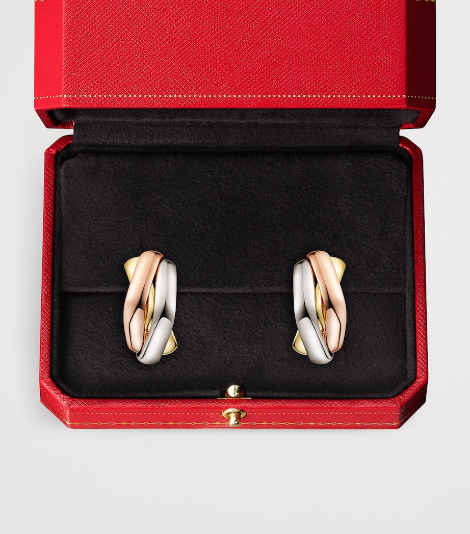 Cartier White, Rose and Yellow Gold Trinity Box Earrings