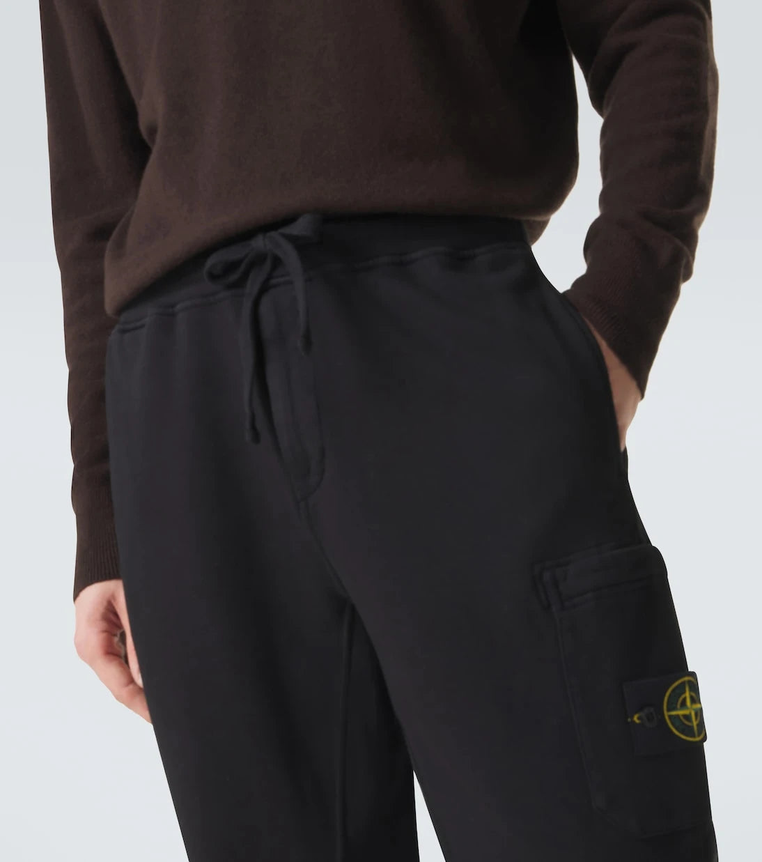 Stone Island - بنطال رياضي صوف قطني بتصميم بوصلة