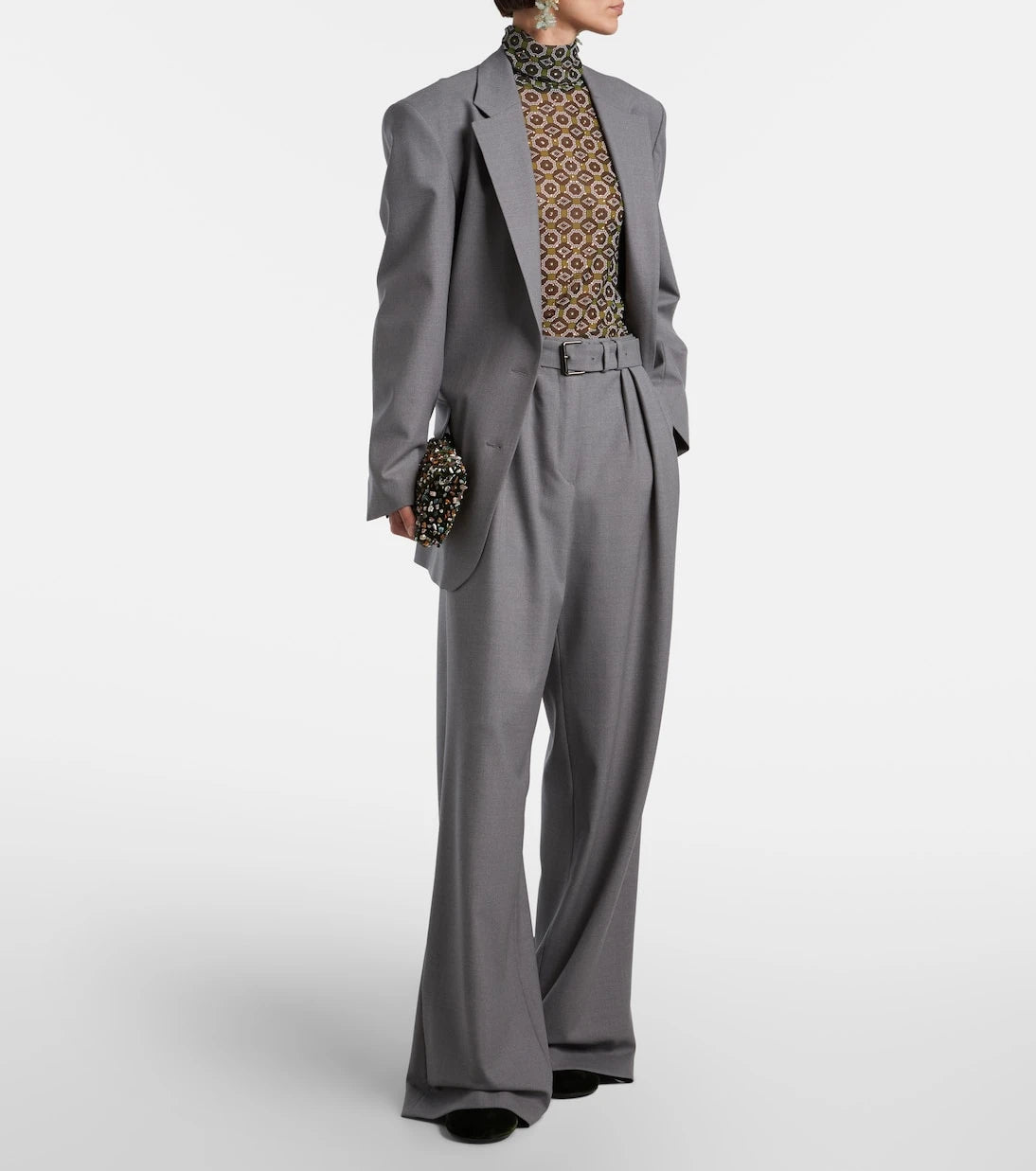 Dries Van Noten - Belted wool-blend wide-leg pants