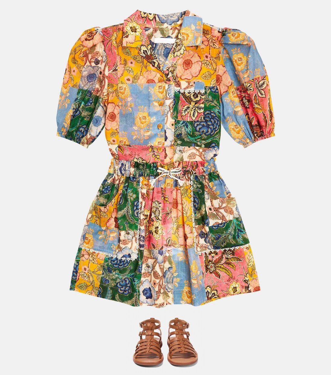 Zimmermann Kids - Junie patchwork puff-sleeve shirt