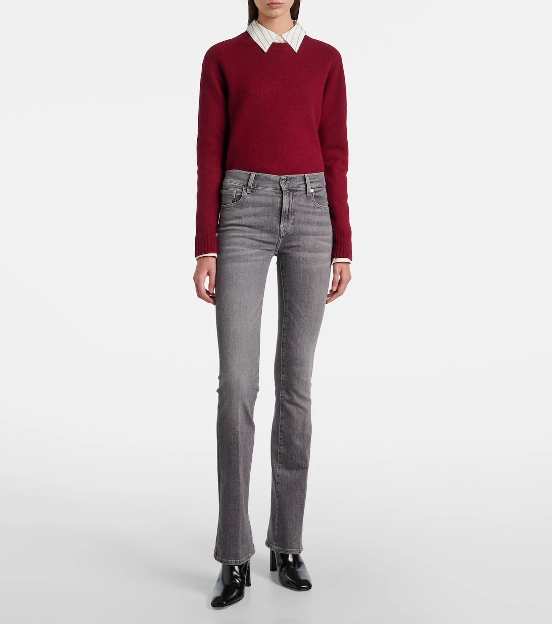 7 For All Mankind - بنطلون جينز بقصة بوت كت سوهو بخصر متوسط الارتفاع