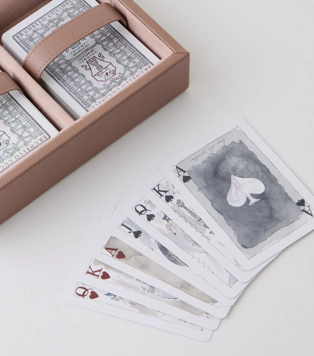 Brunello Cucinelli - Leather playing card set and case
