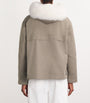 Yves Salomon Green Canvas Fur-Trim Parka Jacket