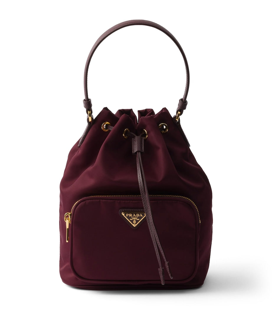 Prada Burgundy Re-Nylon Duet Bucket Bag