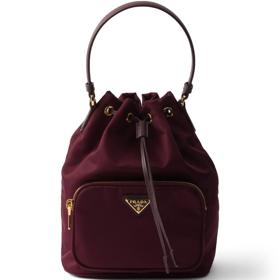 Prada Burgundy Re-Nylon Duet Bucket Bag