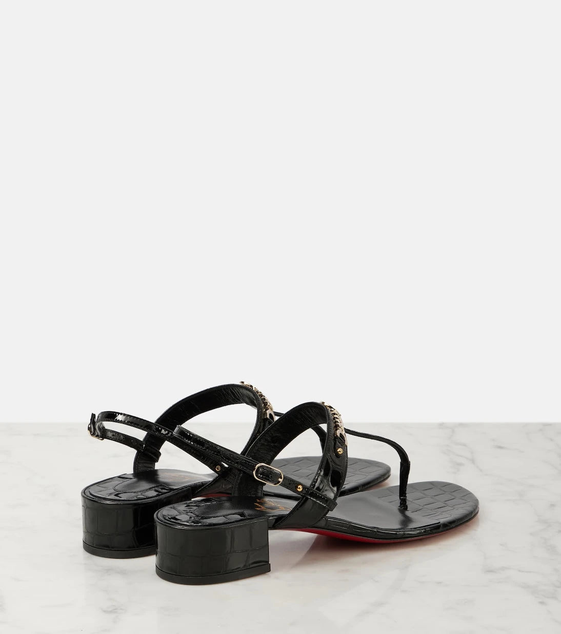 Christian Louboutin - MJ Thong croc-effect leather sandals