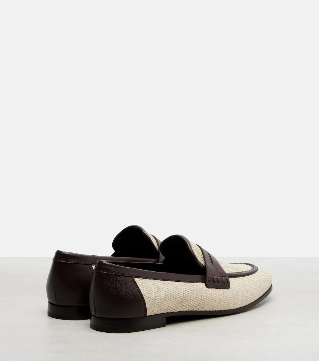 Brunello Cucinelli - Woven leather-trimmed penny loafers