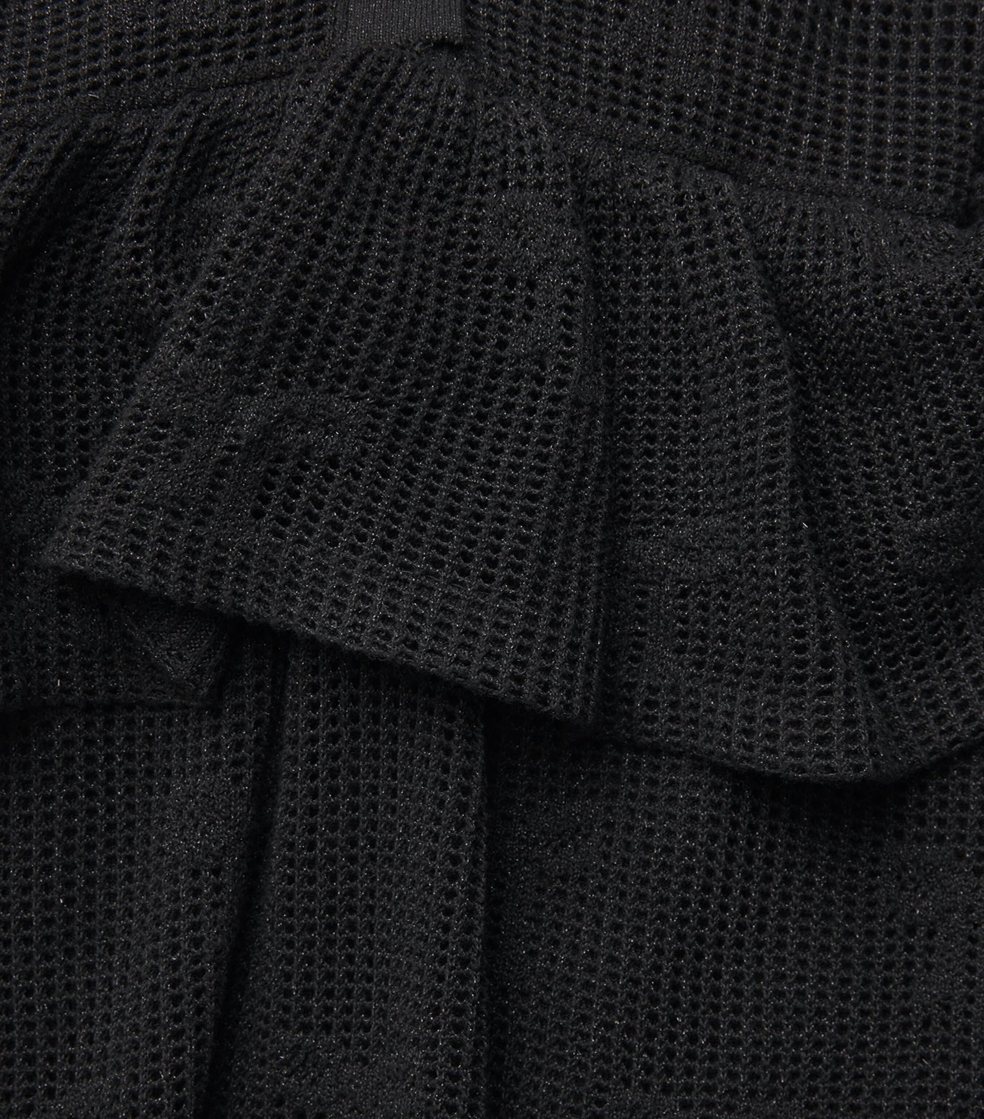 Self-Portrait Black Crochet Peplum Midi Dress