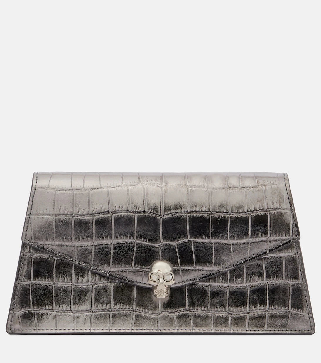 McQueen - Skull Mini croc-effect leather clutch