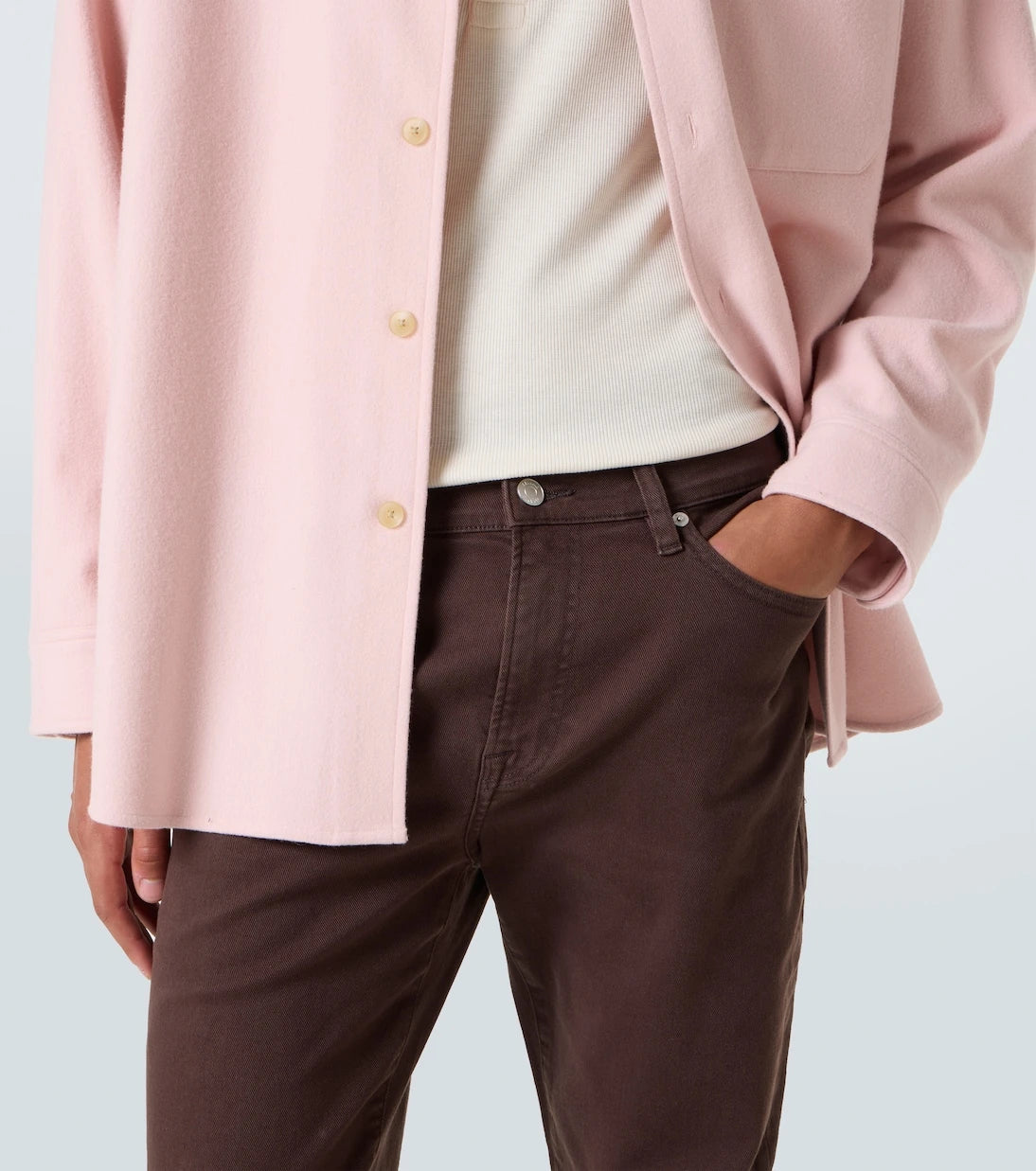 Frame - بنطلون جينز L'Homme بقصّة Slim وخصر متوسط الارتفاع