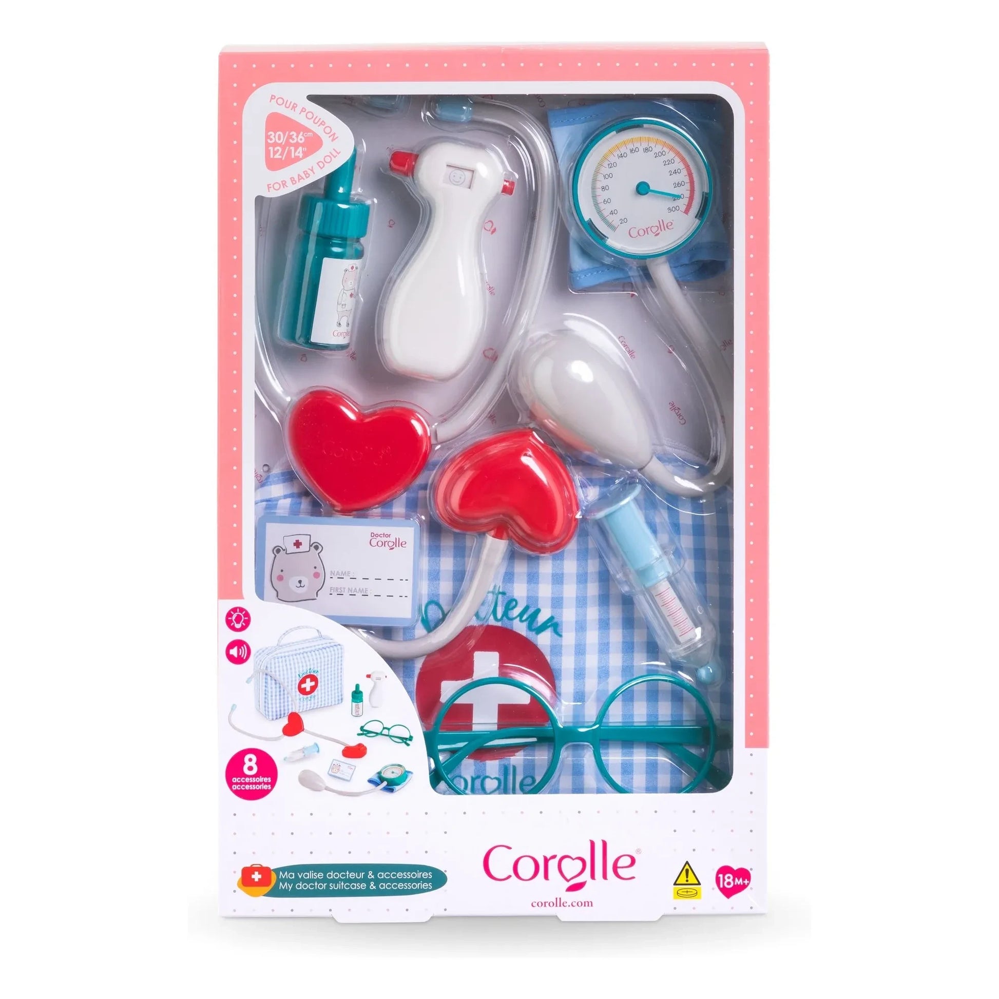 Corolle - Doctor's case and accessories for dolls 30 cm | Light blue