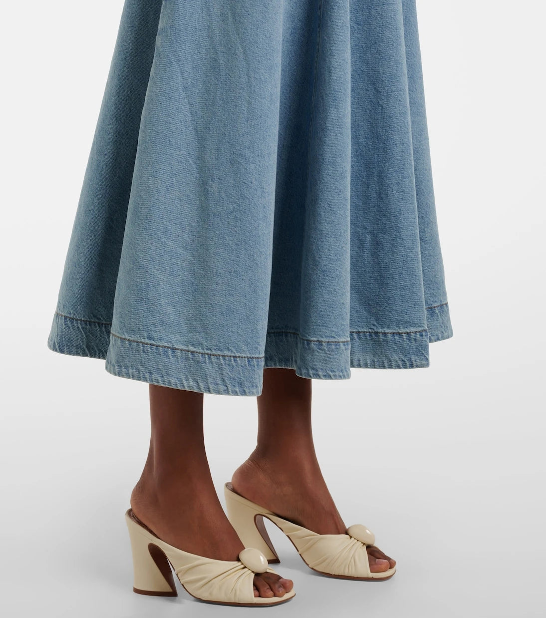 Zimmermann - Crush Denim Full flared midi skirt