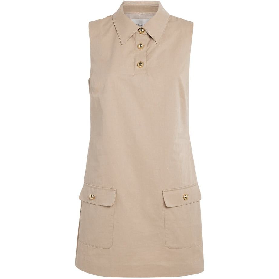 FRAME Beige The Utility Shift Mini Dress