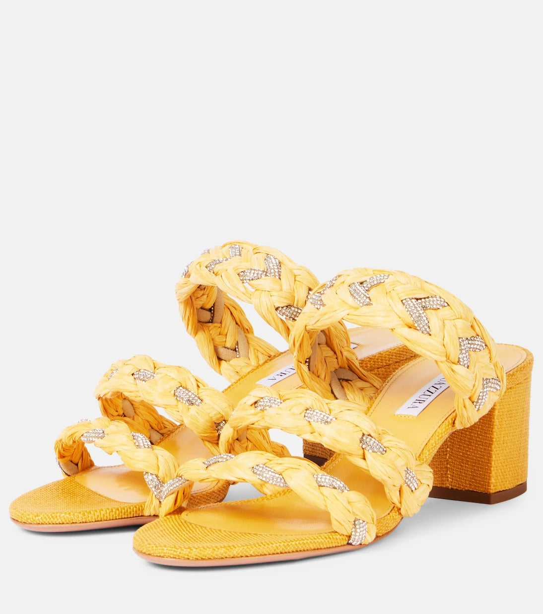 Aquazzura - Costiera 50 embellished raffia sandals