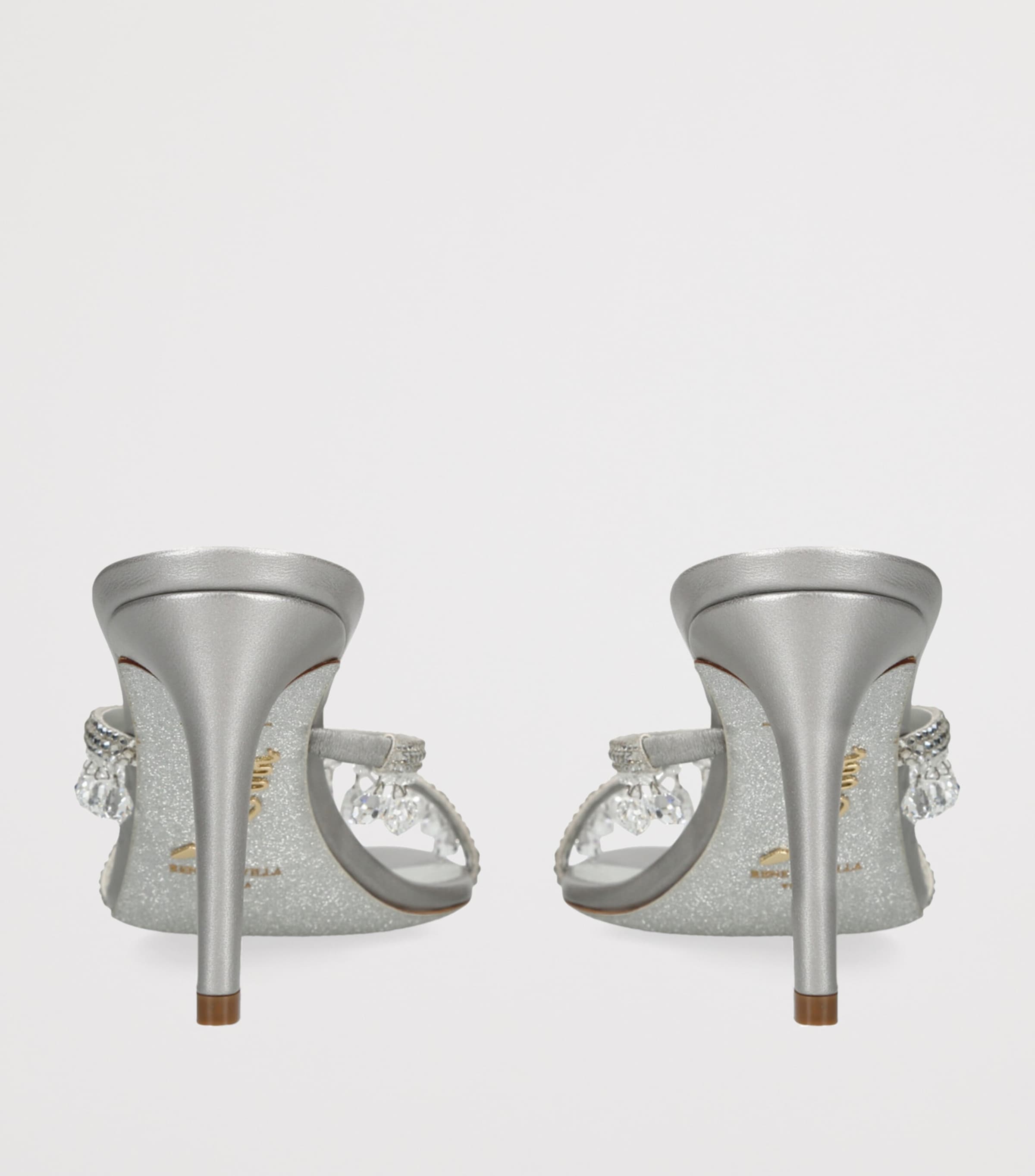René Caovilla Grey Chandelier Heeled Mules 80