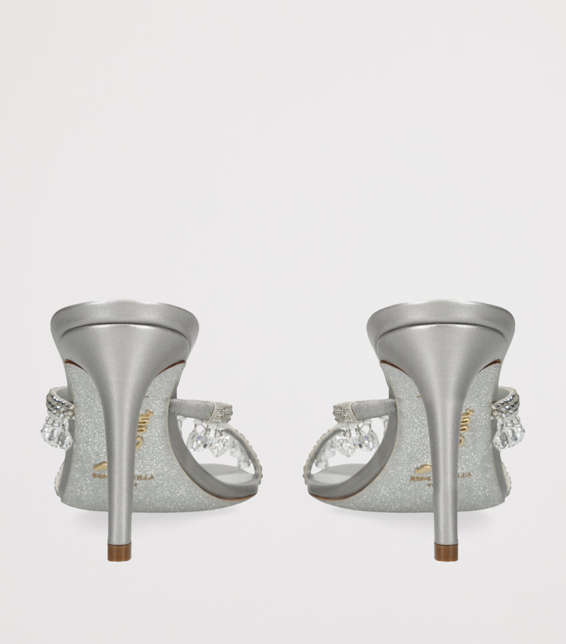 René Caovilla Grey Chandelier Heeled Mules 80