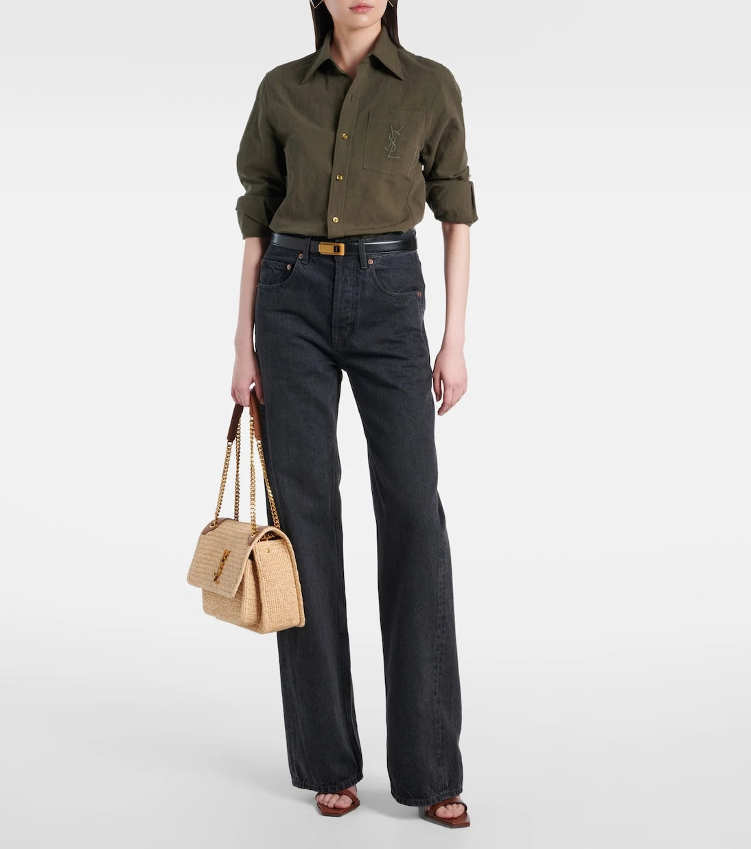 Saint Laurent - Niki Medium raffia shoulder bag