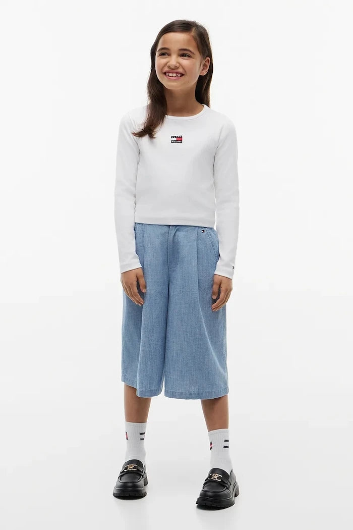 Tommy Hilfiger çocuklar için pamuklu uzun kollu bluz