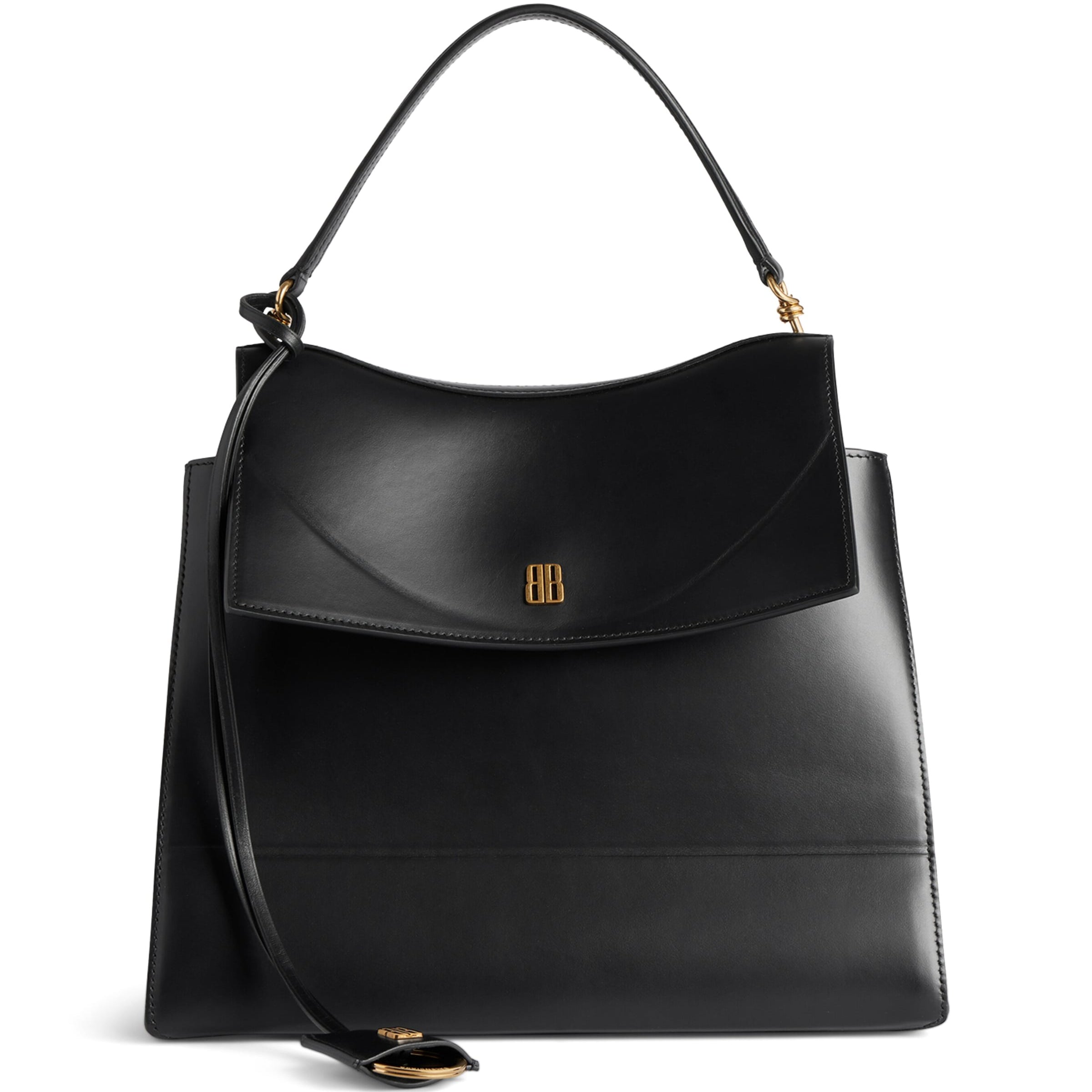 Black Leather Nano Top Handle Bag