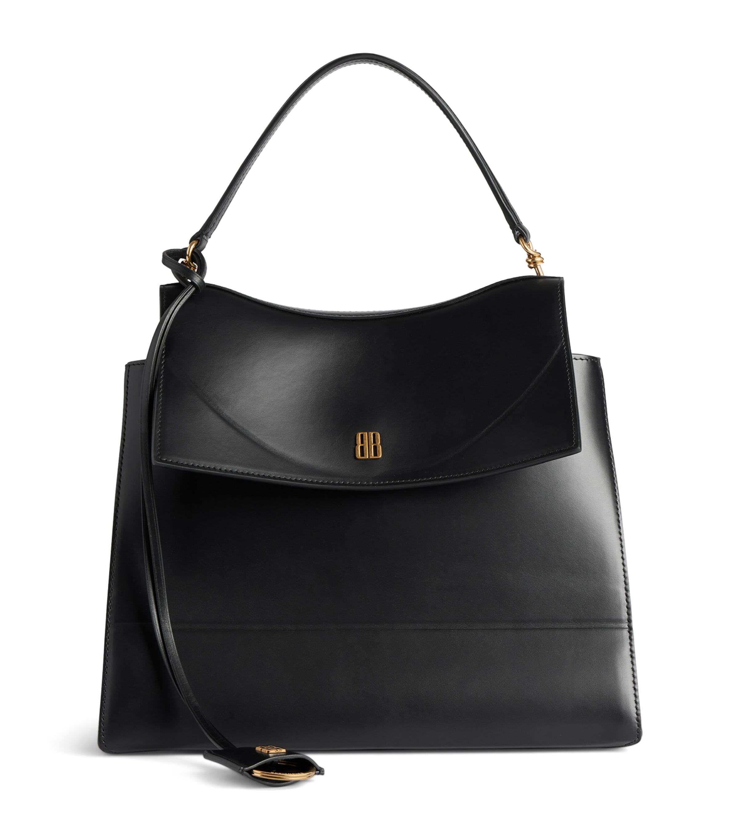 Black Leather Nano Top Handle Bag