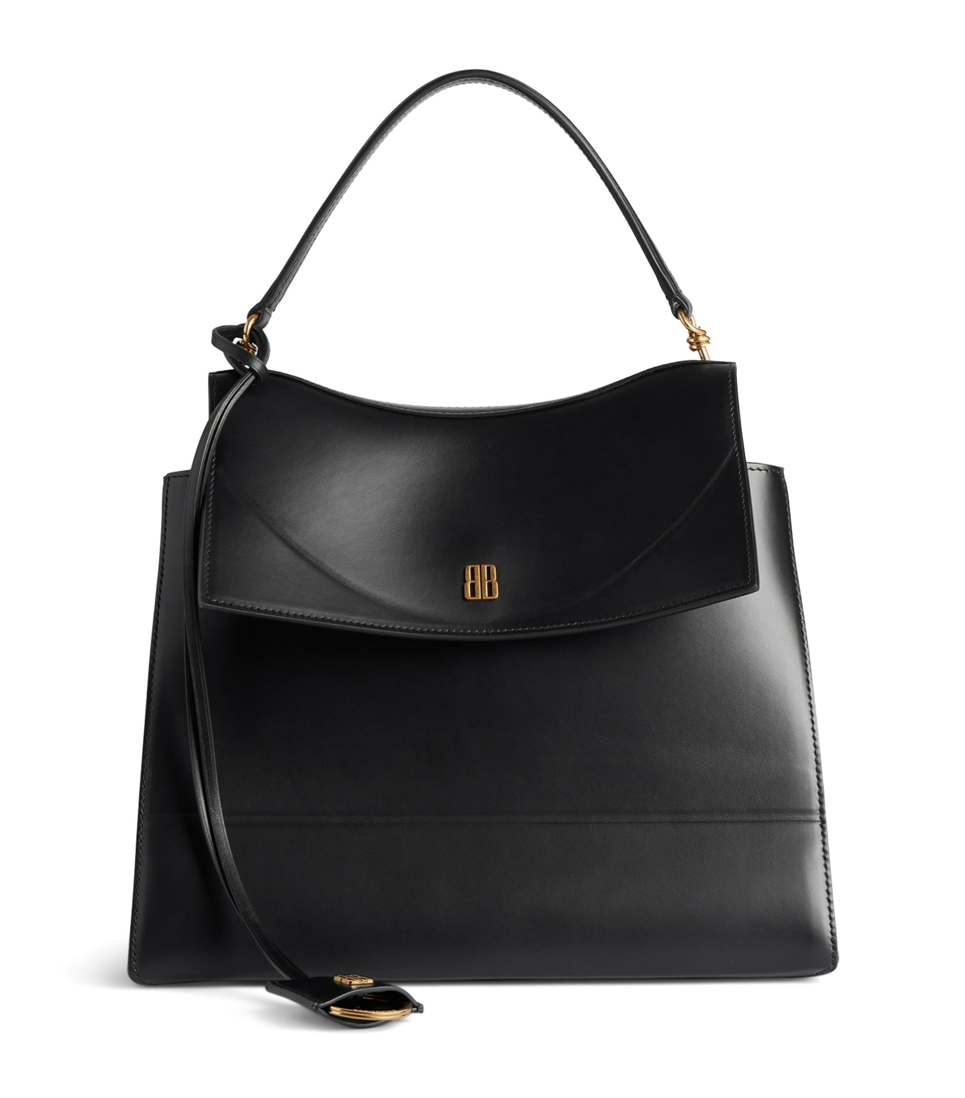 Black Leather Nano Top Handle Bag