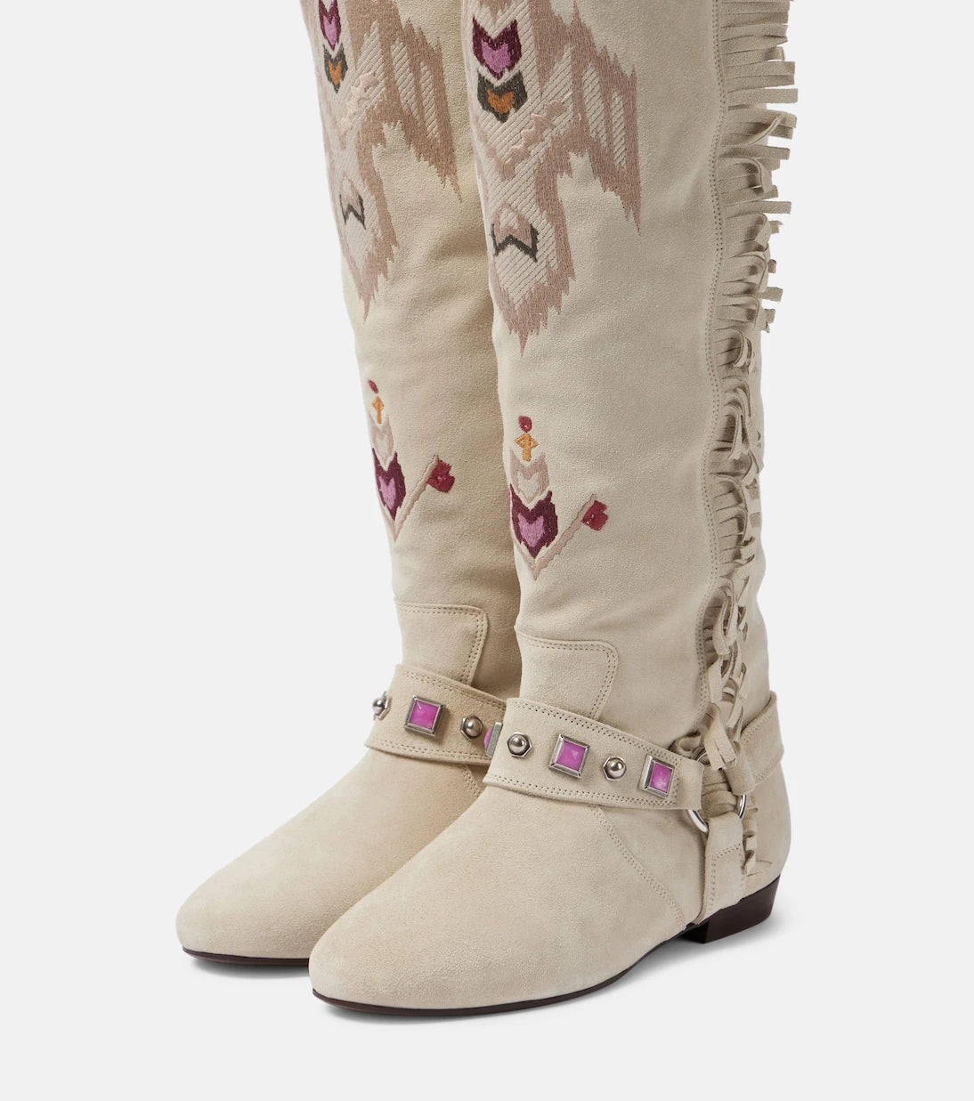 Isabel Marant - Soksa embroidered suede knee-high boots