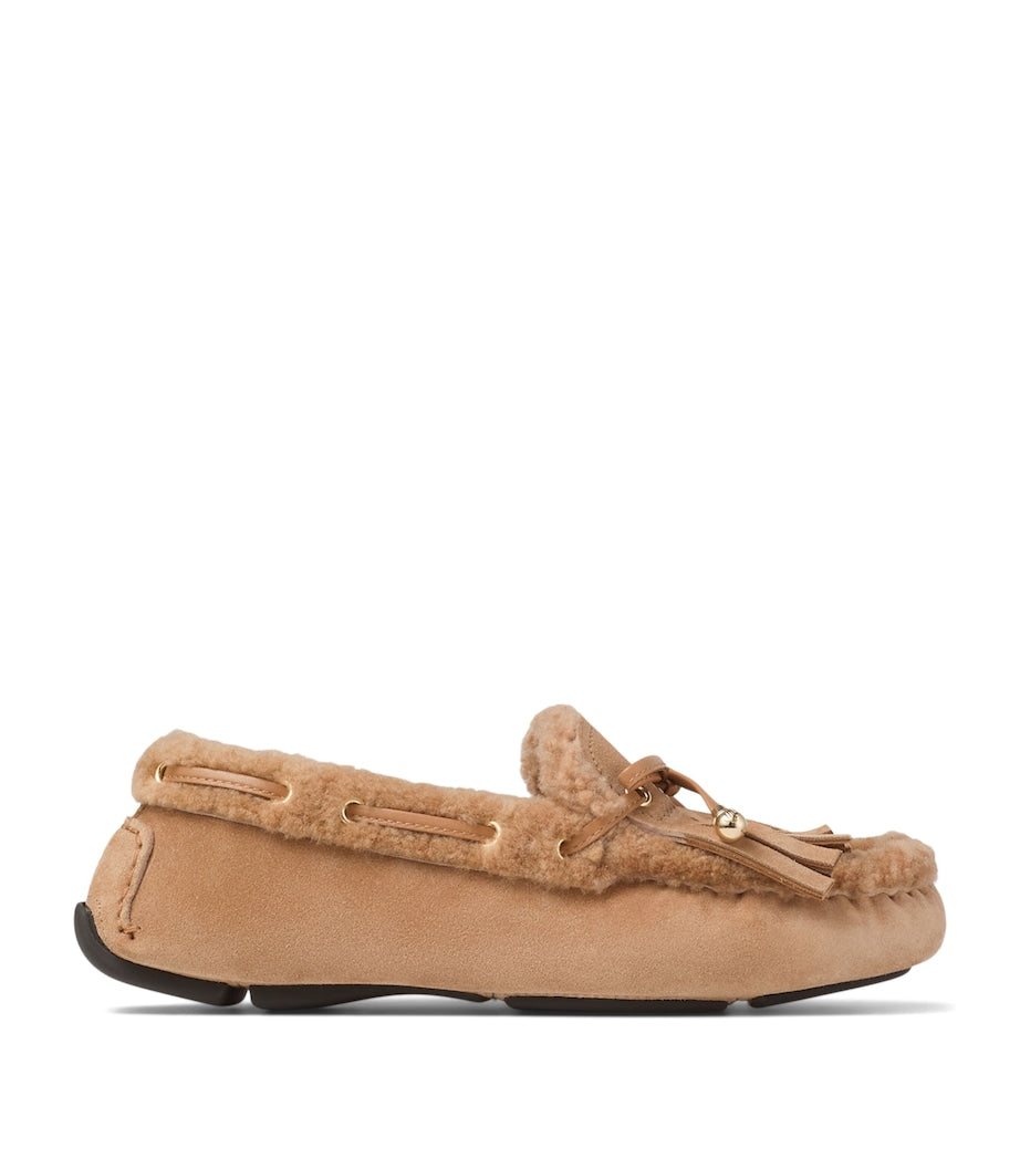 Manon Flat Suede-Shearling Loafers