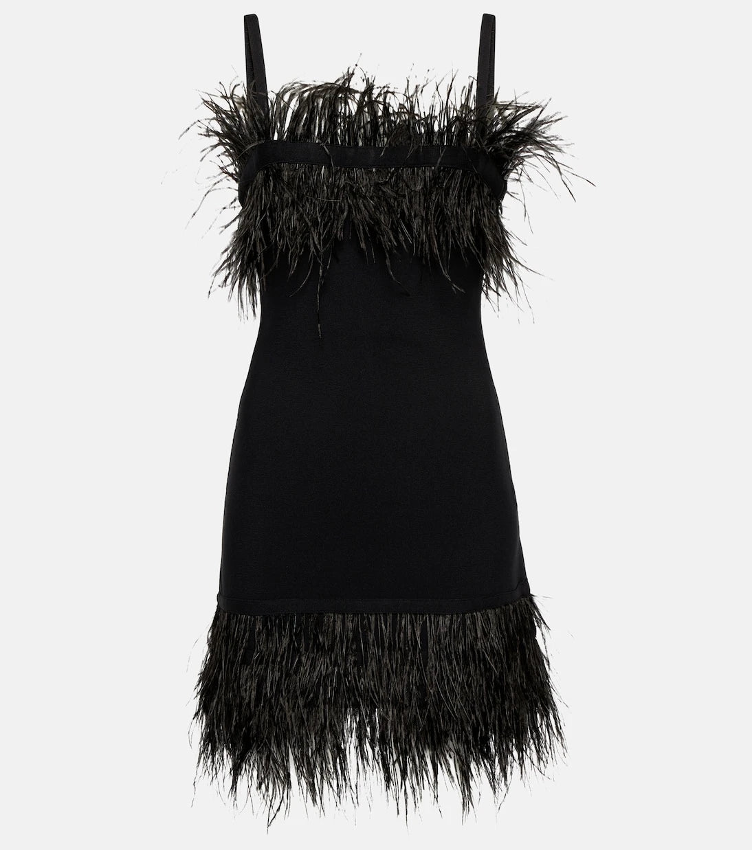 Staud - Etta feather-trimmed knit minidress