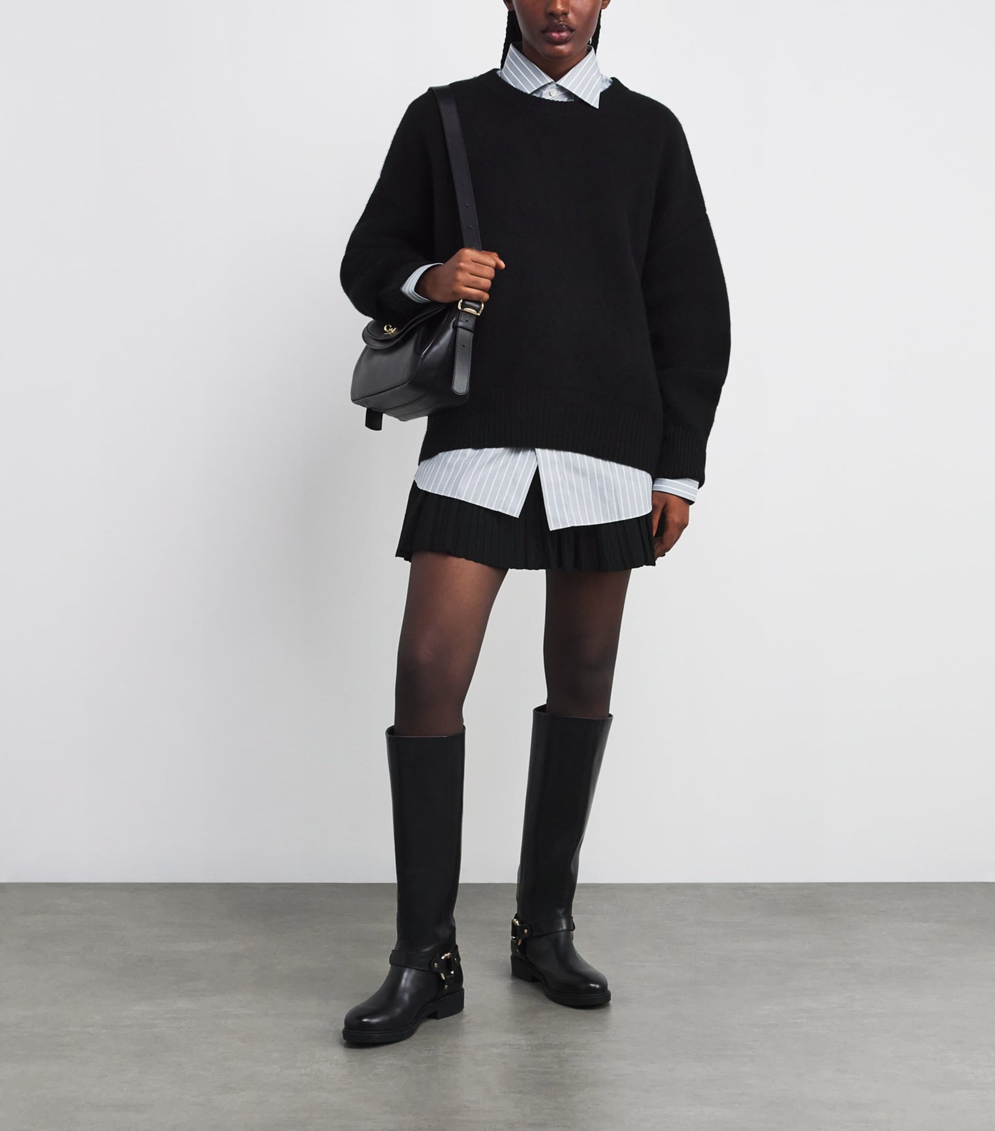 Black Velvet Ruffled Mini Skirt