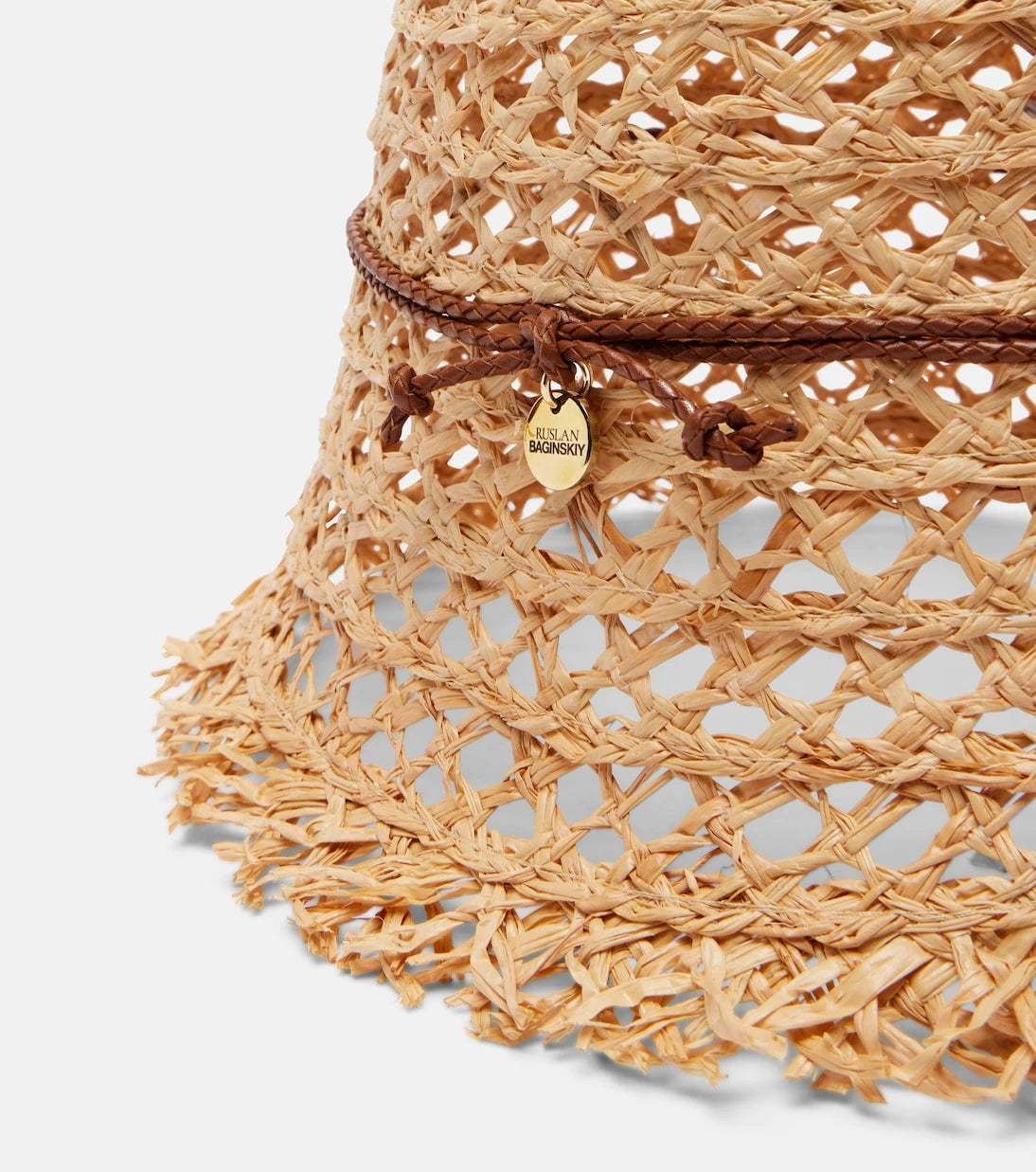 Ruslan Baginskiy - Leather-trimmed straw cloche hat