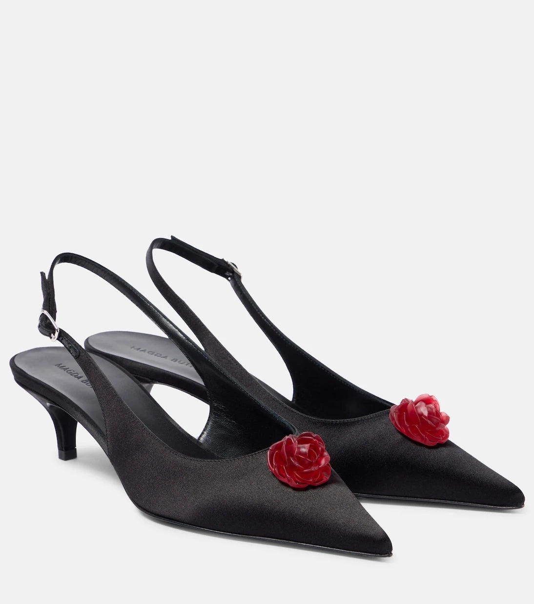 Magda Butrym - 45 floral-appliqué satin slingback pumps