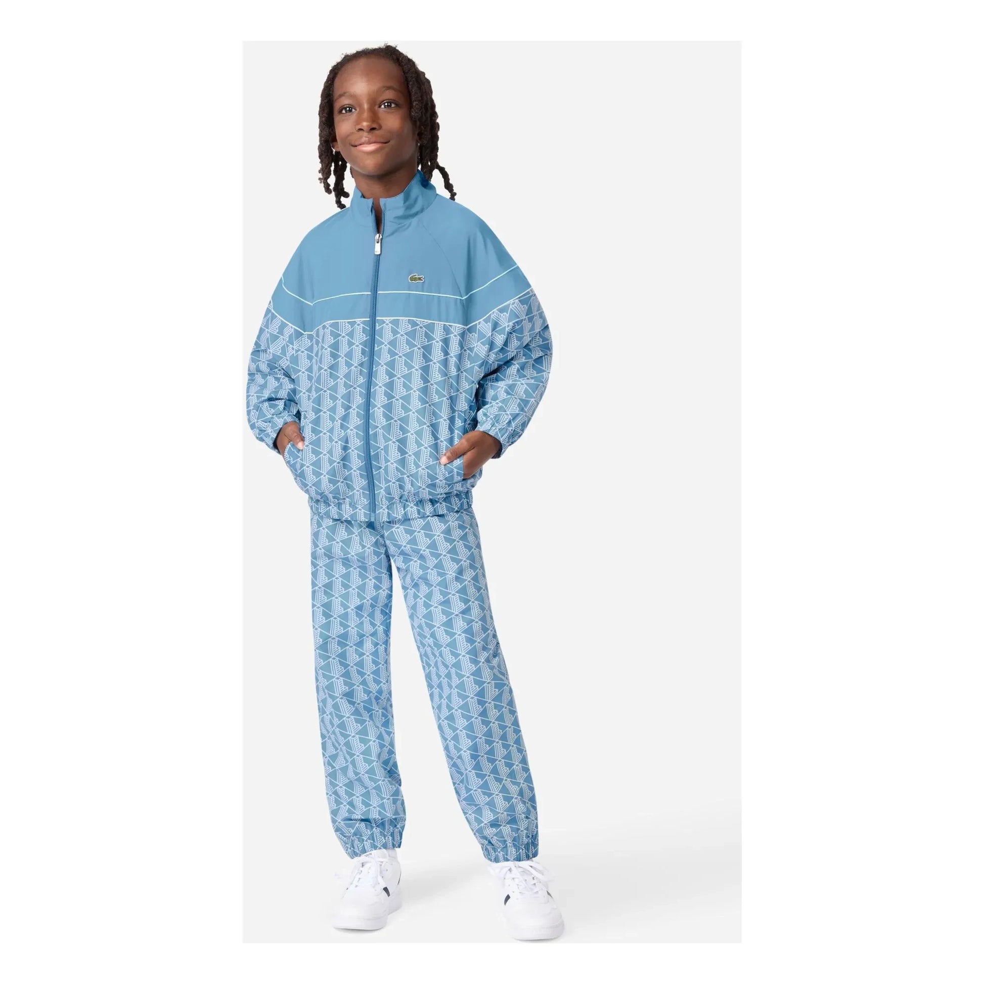 Lacoste - Monogrammed Recycled Fiber Jacket and Jogger Set | Light Blue