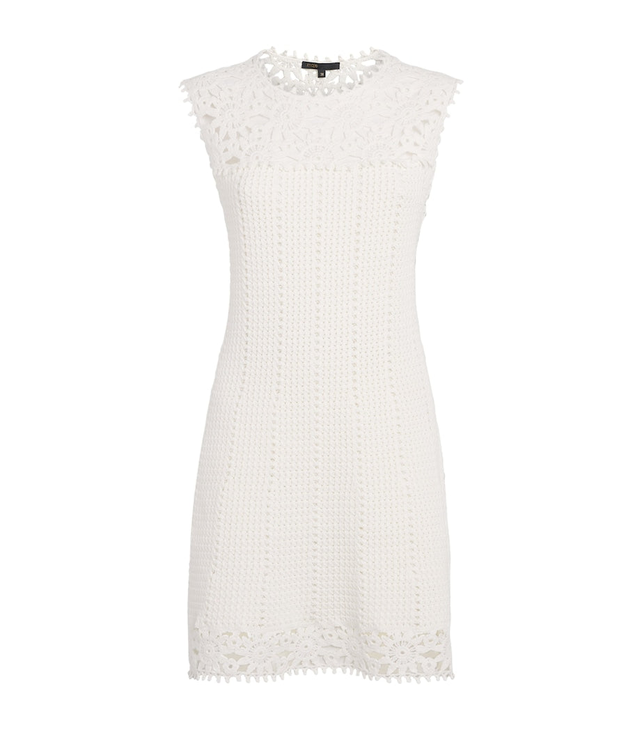 White Crochet Shift Mini Dress