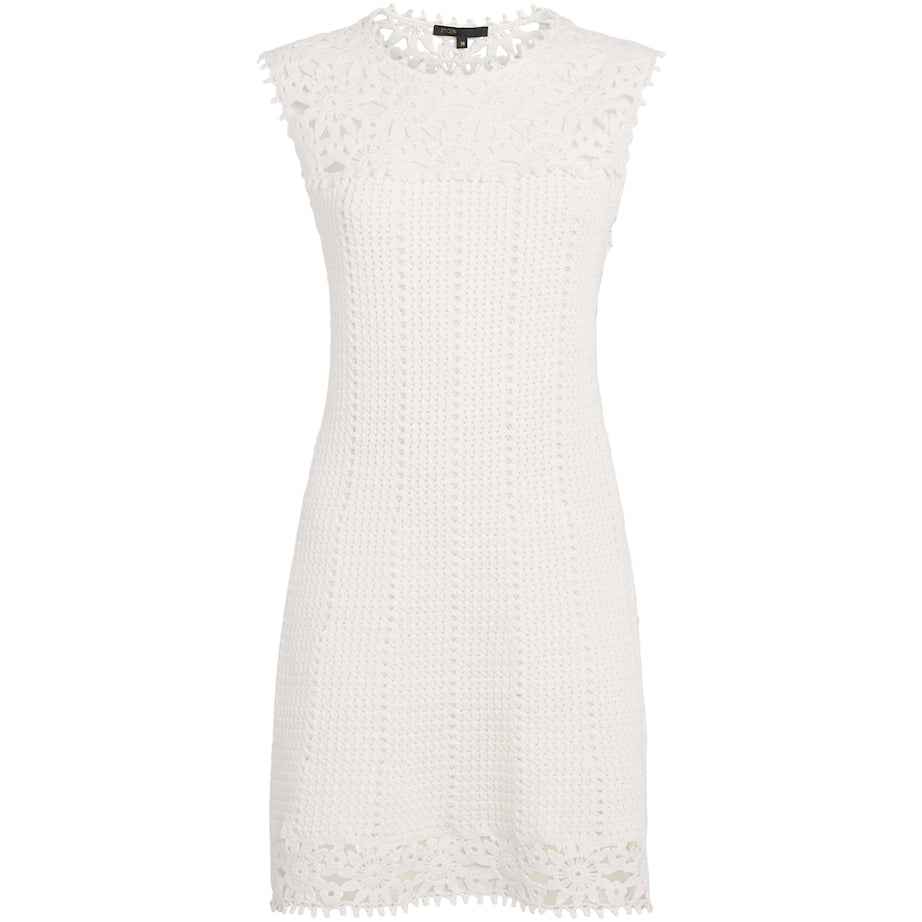 White Crochet Shift Mini Dress