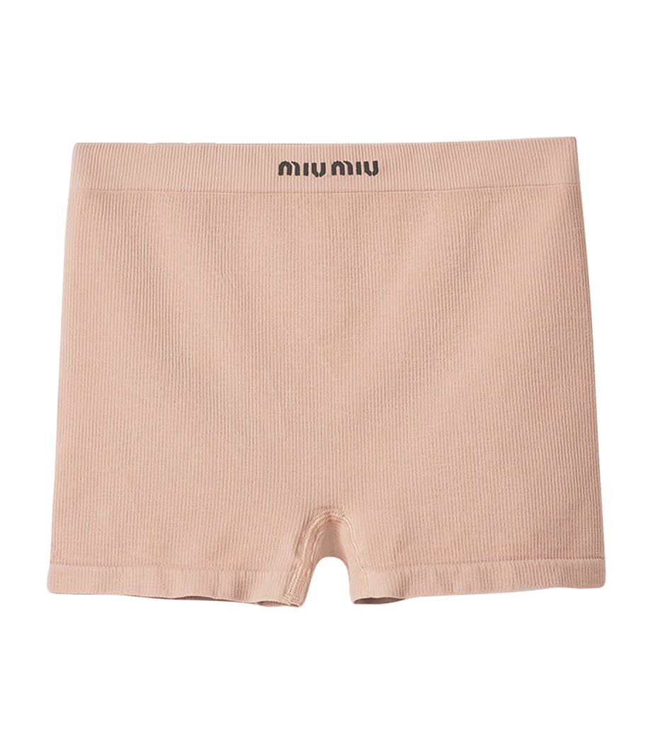 Nude Ribbed Seamless Boxer Shorts