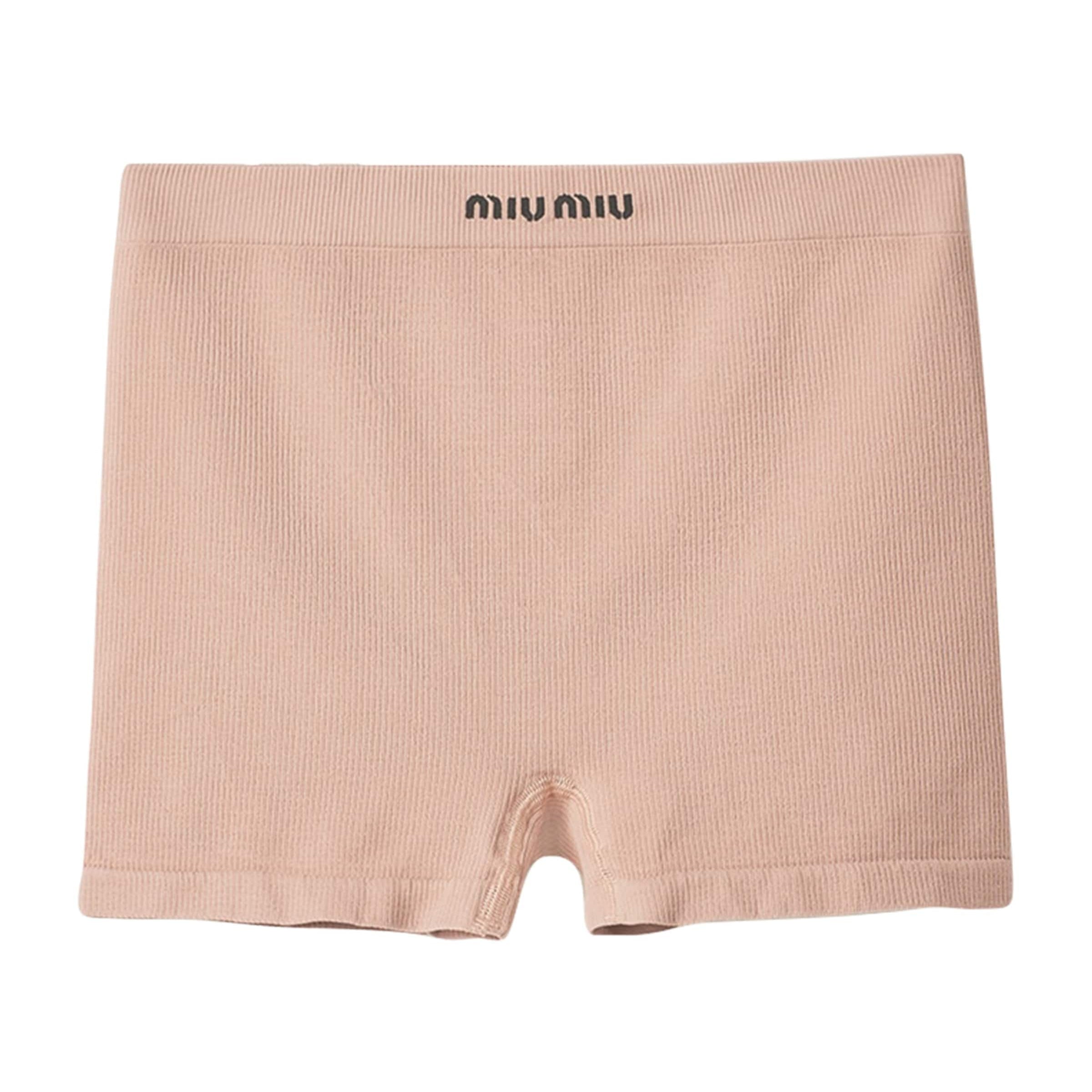 Miu Miu Nude Ribbed Seamless Boxer Shorts