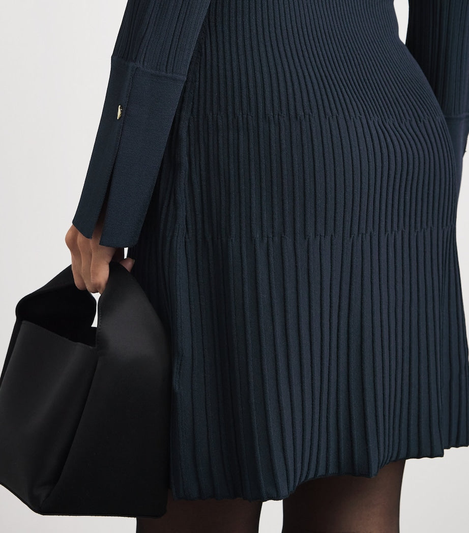 Veronica Beard Navy Ribbed Lauper Mini Dress