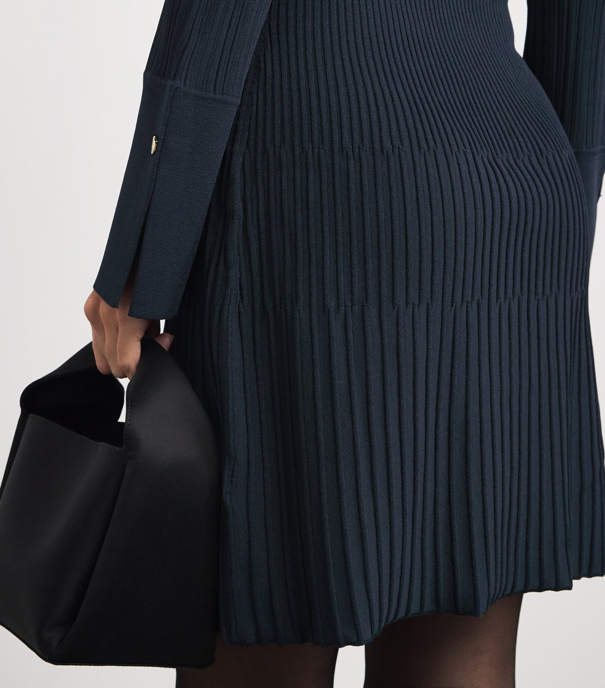 Veronica Beard Navy Ribbed Lauper Mini Dress