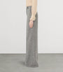 Valentino White Wool-Blend Speckled Wide-Leg Trousers
